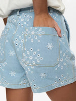 Load image into Gallery viewer, Delilah Eyelet Denim Shorts
