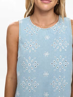Load image into Gallery viewer, Delilah Eyelet Denim Tank
