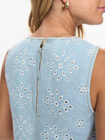 Load image into Gallery viewer, Delilah Eyelet Denim Tank

