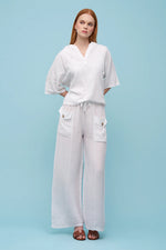 Load image into Gallery viewer, Afterglow Hooded Linen Top
