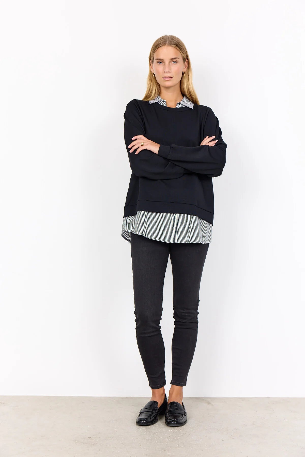 Bana Sweater with shirt detail