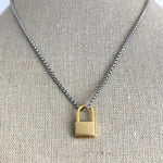 Load image into Gallery viewer, Padlock Pendant &amp; Chain ( 2 tone)
