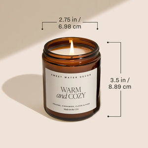 Warm & Cozy - 9oz Amber Glass Soy Candle