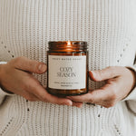 Load image into Gallery viewer, Cozy Season - 9oz Amber Glass Soy Candle
