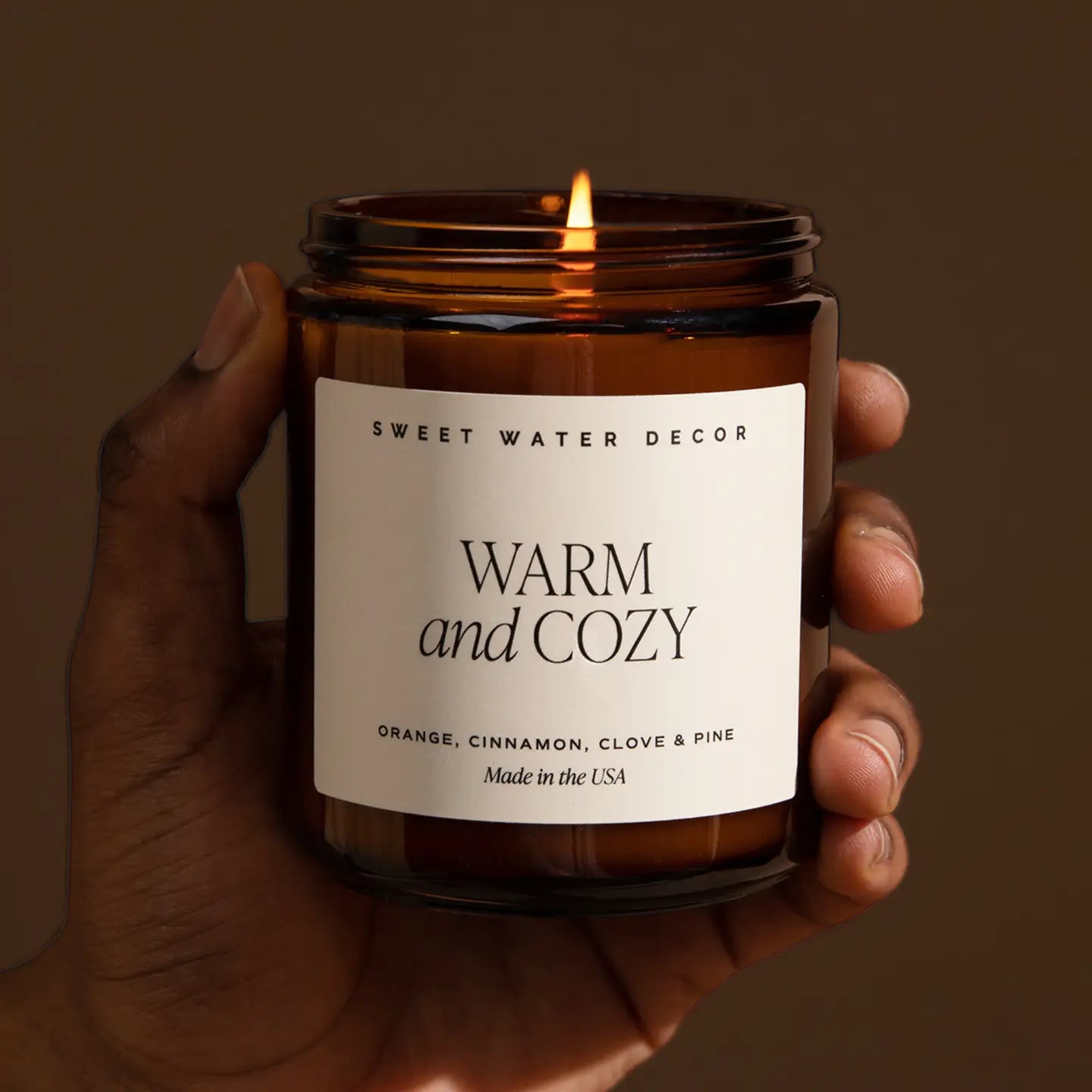 Warm & Cozy - 9oz Amber Glass Soy Candle