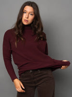 Load image into Gallery viewer, Ottoman Mock Neck Pullover - Burgundy
