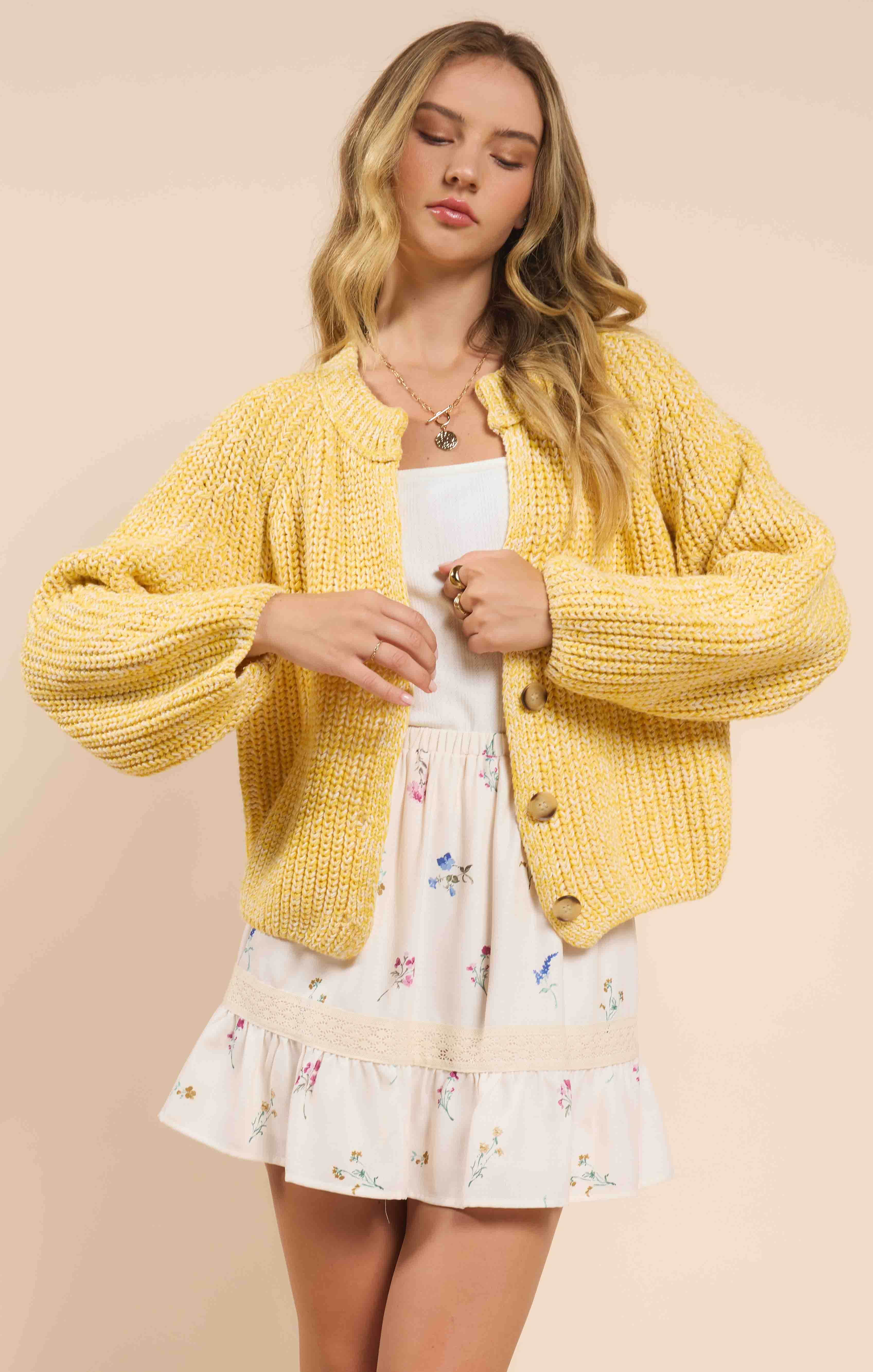 Sunroof Half Button Cardigan