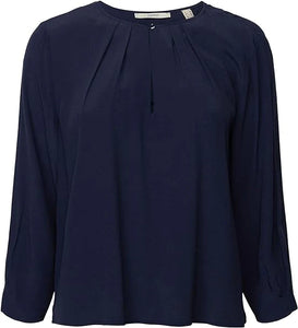 Keyhole Navy Crepe blouse