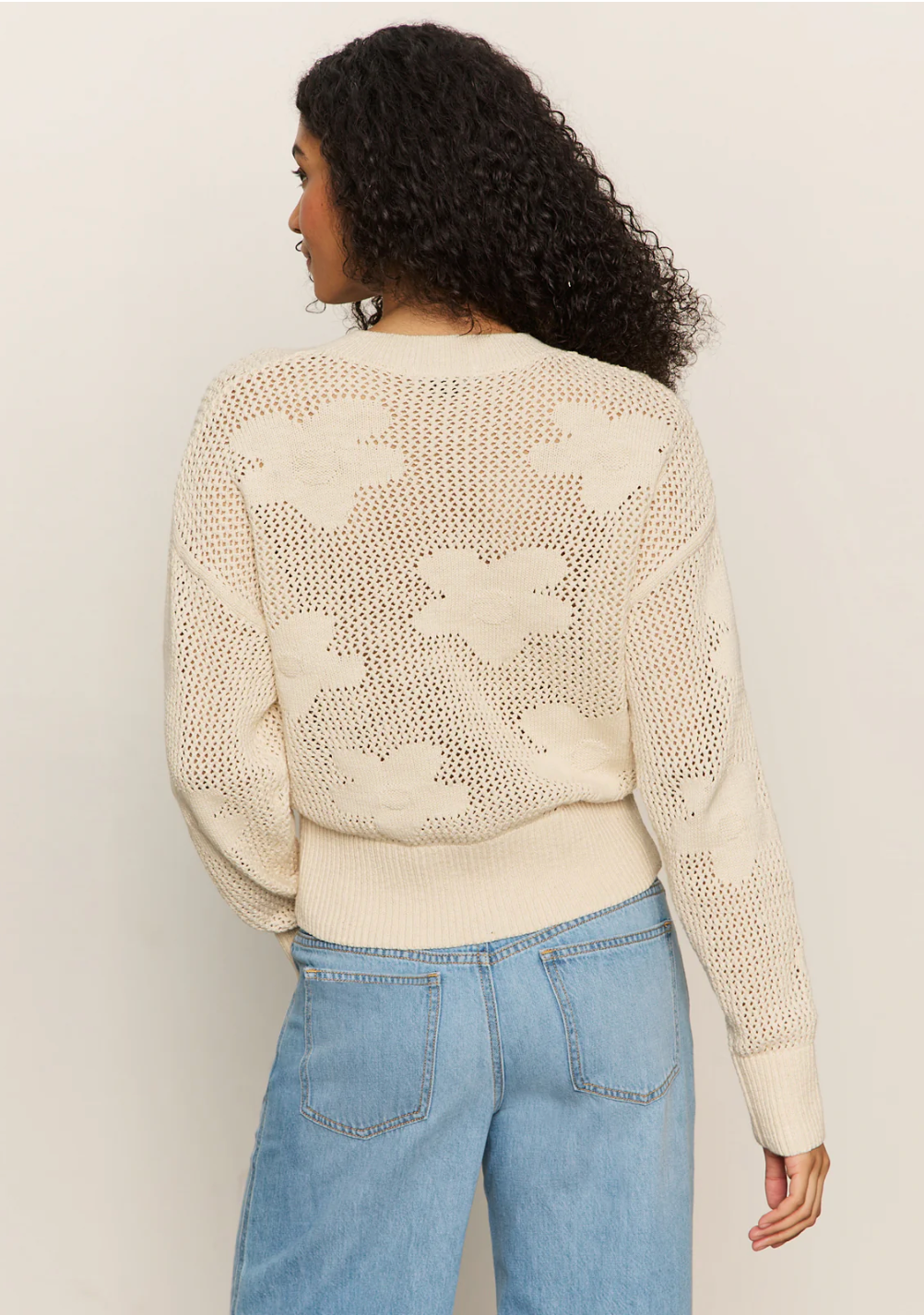Flower Pop Open-Stitch Sweater