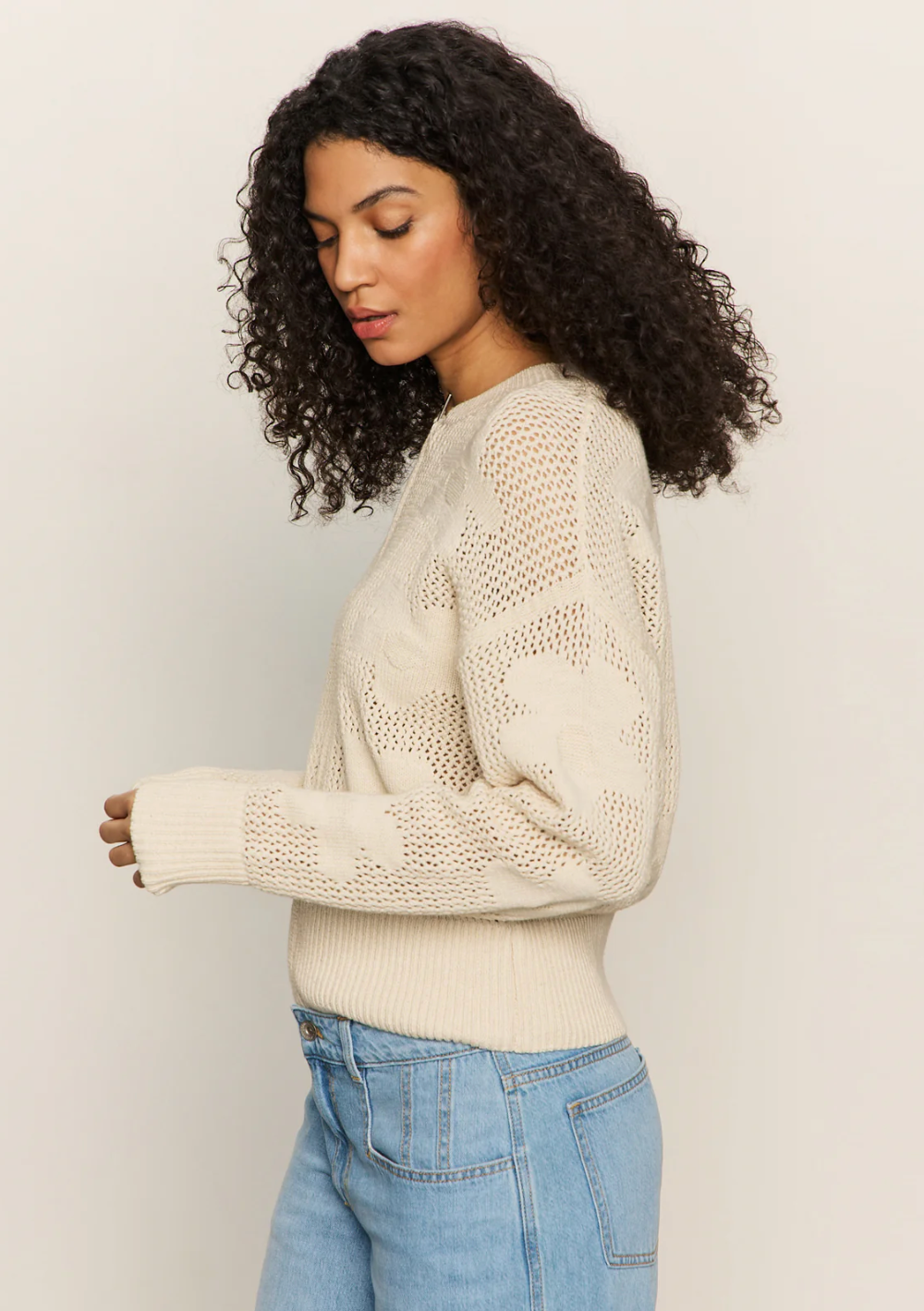 Flower Pop Open-Stitch Sweater