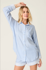 Load image into Gallery viewer, Cornflower Striped PJ Set

