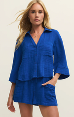Load image into Gallery viewer, Helena Air Gauze Blouse -  Cobalt
