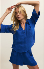 Load image into Gallery viewer, Helena Air Gauze Blouse -  Cobalt
