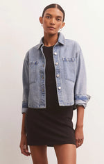 Load image into Gallery viewer, All Day Cropped Denim Jacket
