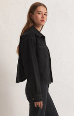 Load image into Gallery viewer, Cropped Denim Jacket- WASHED BLACK
