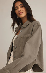 All Day Cropped Denim Jacket - Pebble Moon