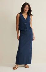 Load image into Gallery viewer, Gail Jersey Denim Skirt
