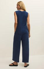 Load image into Gallery viewer, Fiona Jersey Knit Denim Jumpsuit
