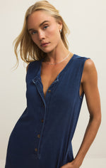 Load image into Gallery viewer, Fiona Jersey Knit Denim Jumpsuit
