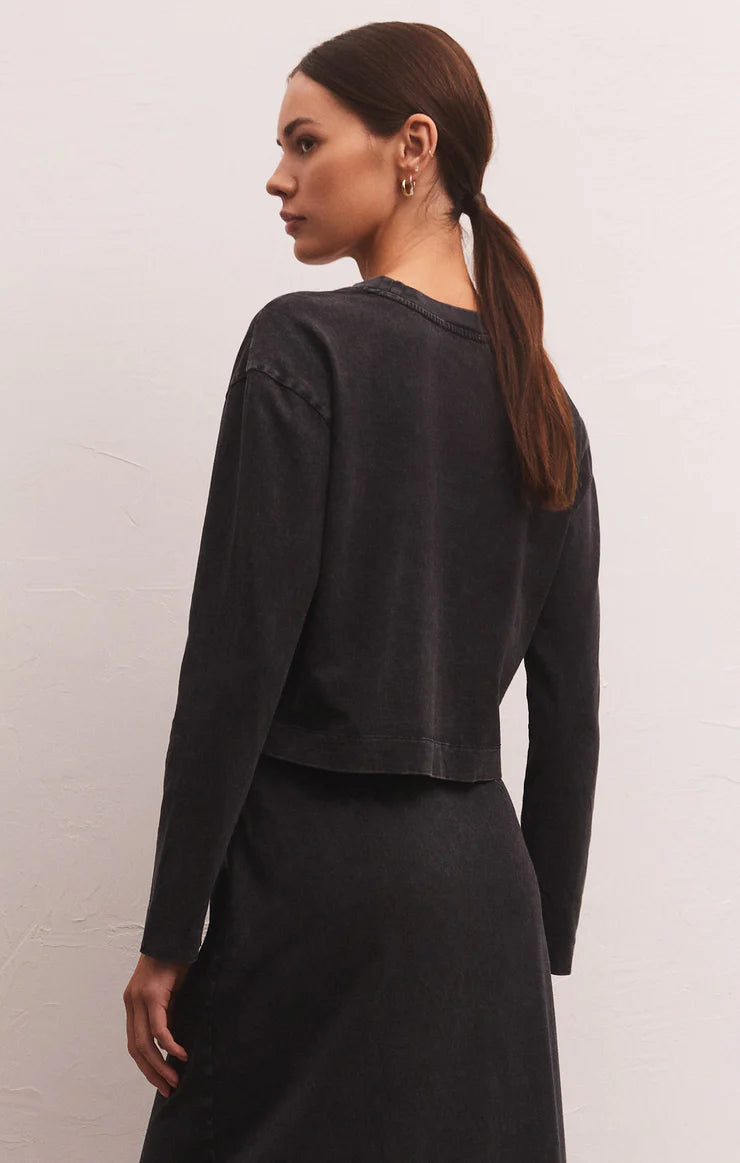 Sloane Long Sleeve Top - Washed Black
