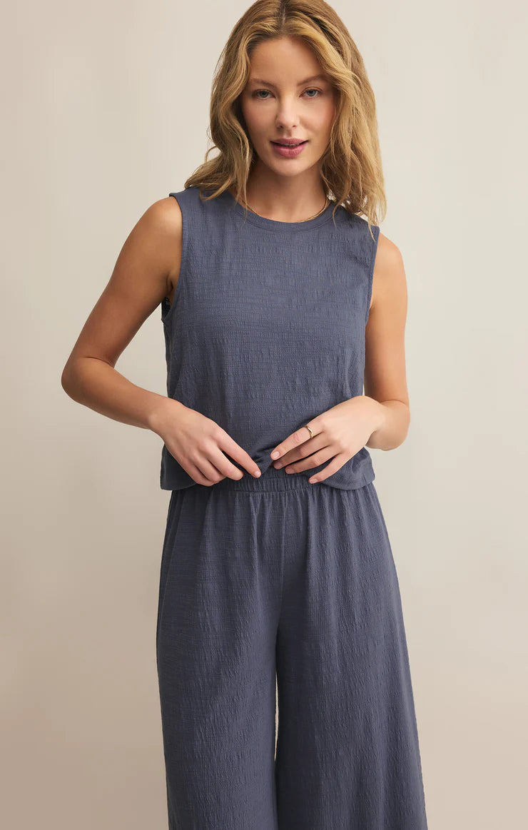 Sloane Textured Top - Worn Blue