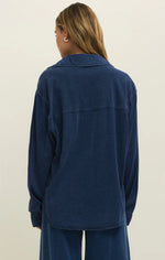 Load image into Gallery viewer, Reese Jersey Denim Button UP
