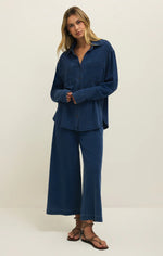 Load image into Gallery viewer, Reese Jersey Denim Button UP
