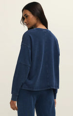 Load image into Gallery viewer, Delphine Knit Denim Sweatshirt
