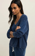 Load image into Gallery viewer, Delphine Knit Denim Sweatshirt
