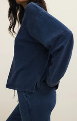 Load image into Gallery viewer, Delphine Knit Denim Sweatshirt
