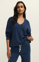 Load image into Gallery viewer, Delphine Knit Denim Sweatshirt
