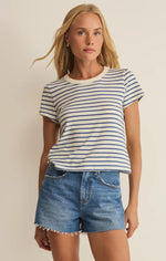Load image into Gallery viewer, Junie Striped Tee- Navy
