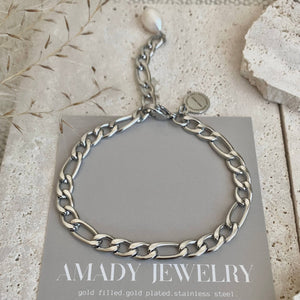 Silver Figaro Chain Bracelet
