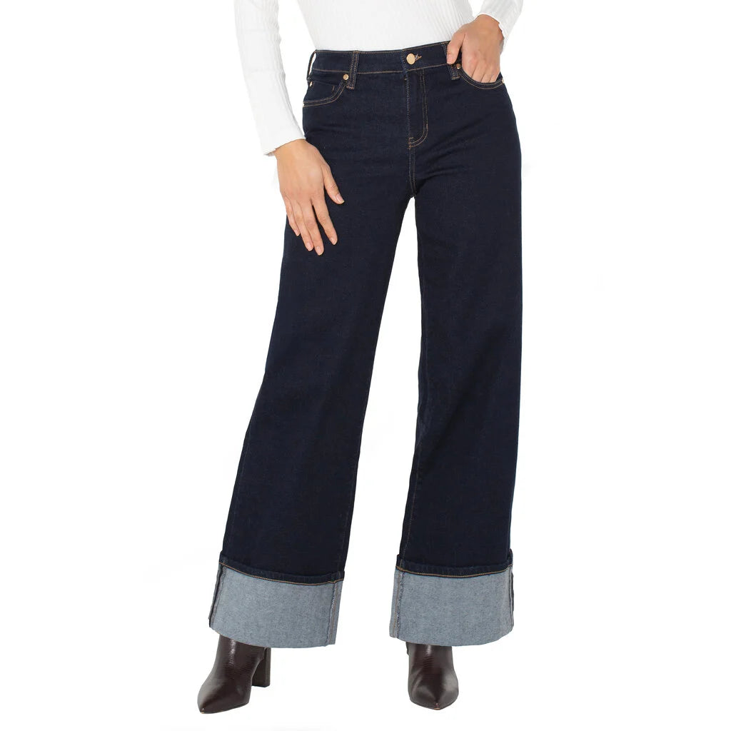 Morgan Cuffed Wide Leg Jeans