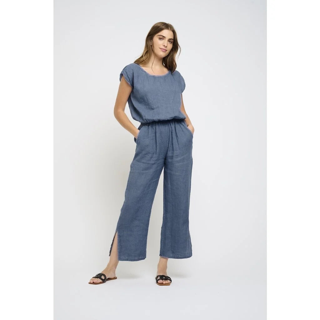 Clear Sky Linen Split Leg Pant