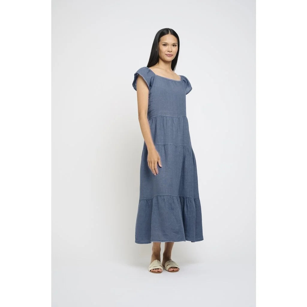 Azure Blue Cap Sleeve Dress