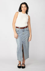 Load image into Gallery viewer, Denim skirt with belt
