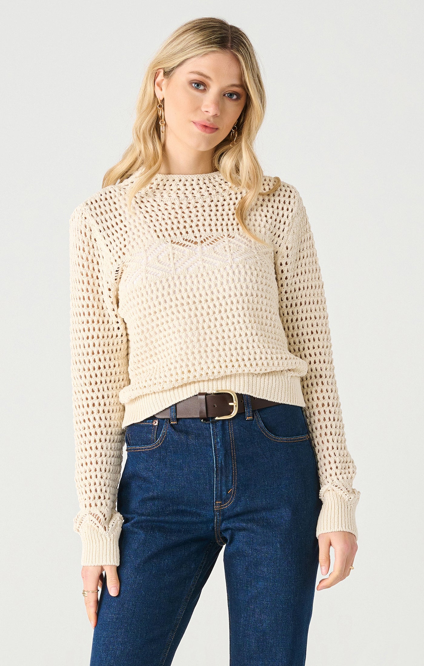 Ecru Open-Weave Sweater