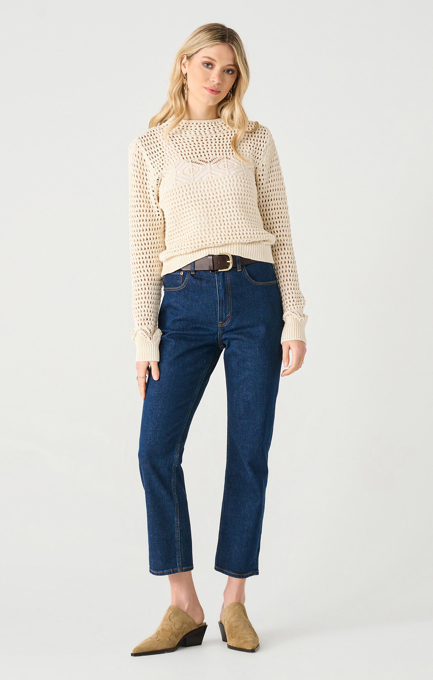 Ecru Open-Weave Sweater