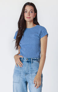 Tabby Textured Top - Cool Blue