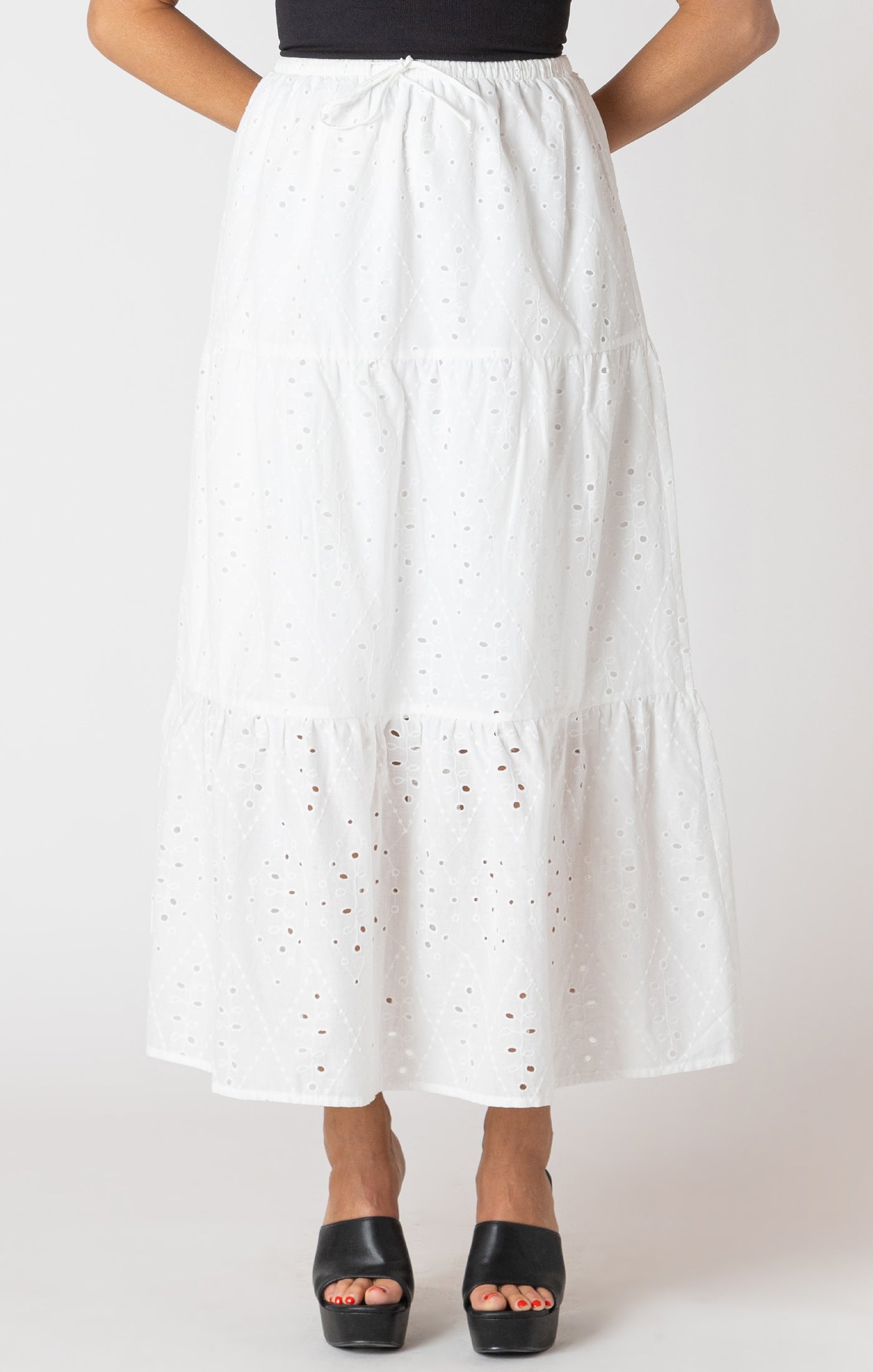 Embroidered Eyelet Maxi Skirt