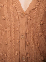 Load image into Gallery viewer, Pom Pom Knitted Cardigan - Winter Rose
