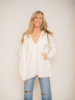 Load image into Gallery viewer, Pom Pom Knitted Cardigan - White
