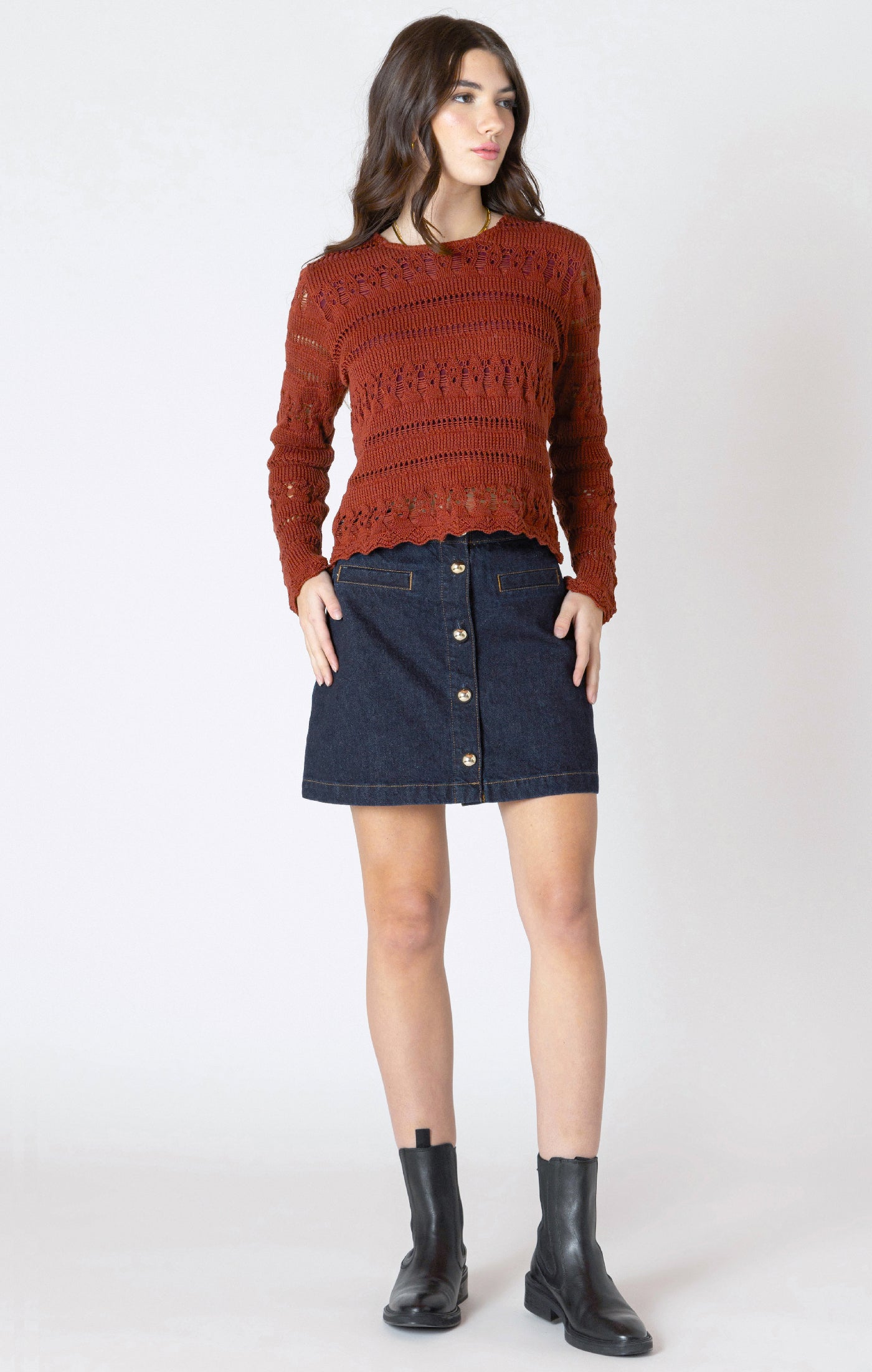 Scallop Hem Knitted Top