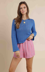 Load image into Gallery viewer, Getting There Pointelle Sweater
