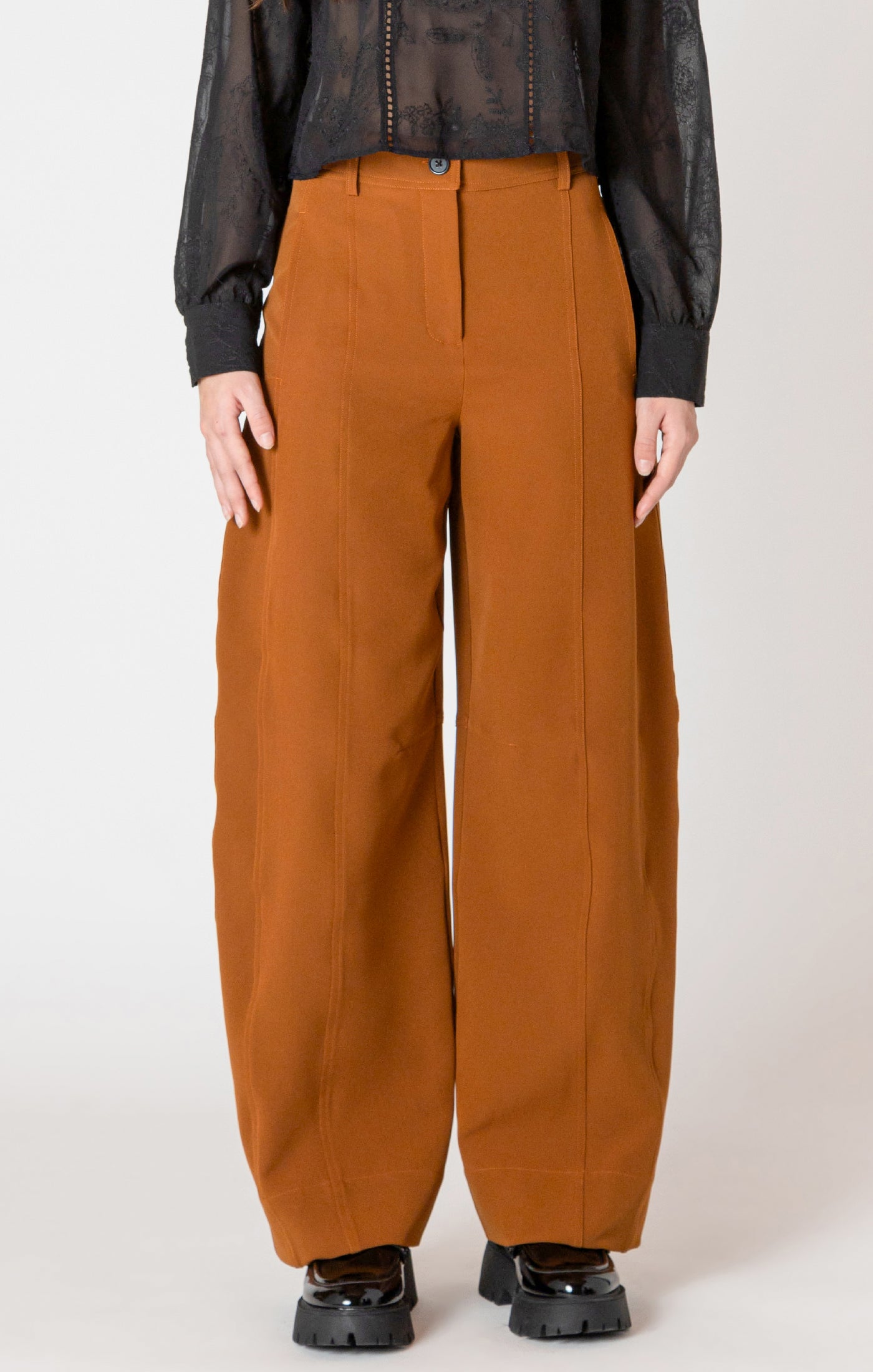 Caramel Barrel Leg Trouser