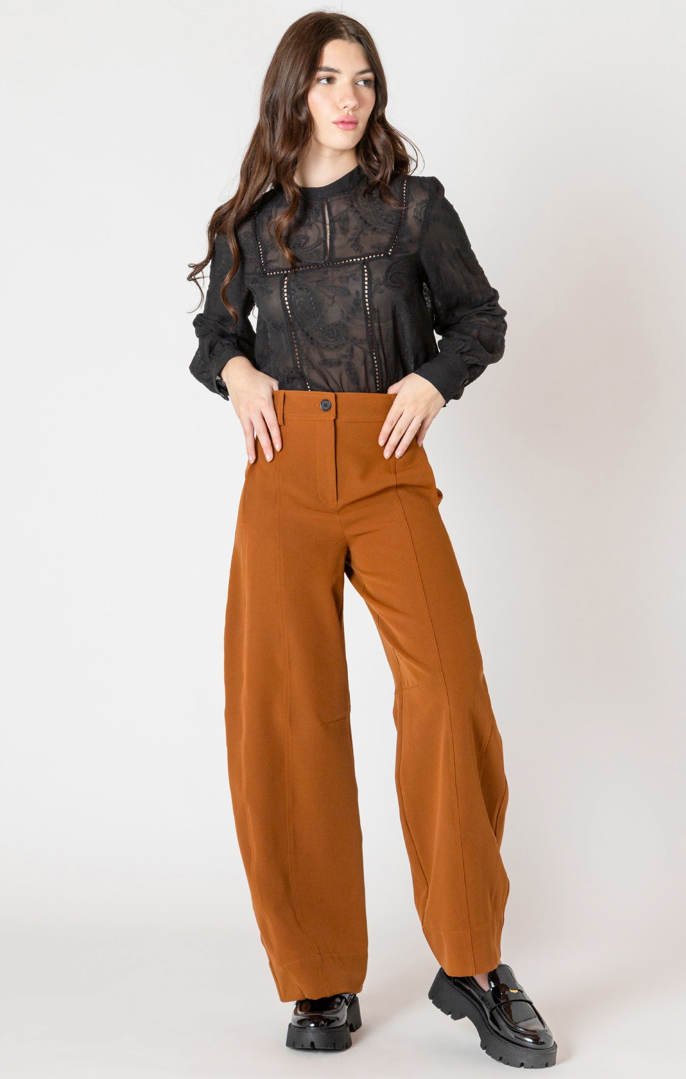 Caramel Barrel Leg Trouser