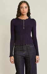 Load image into Gallery viewer, Henley Top -  Navy
