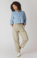 Load image into Gallery viewer, Essential Lightweight Crop Denim Top
